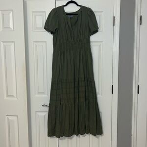 Anthropologie green somerset maxi dress